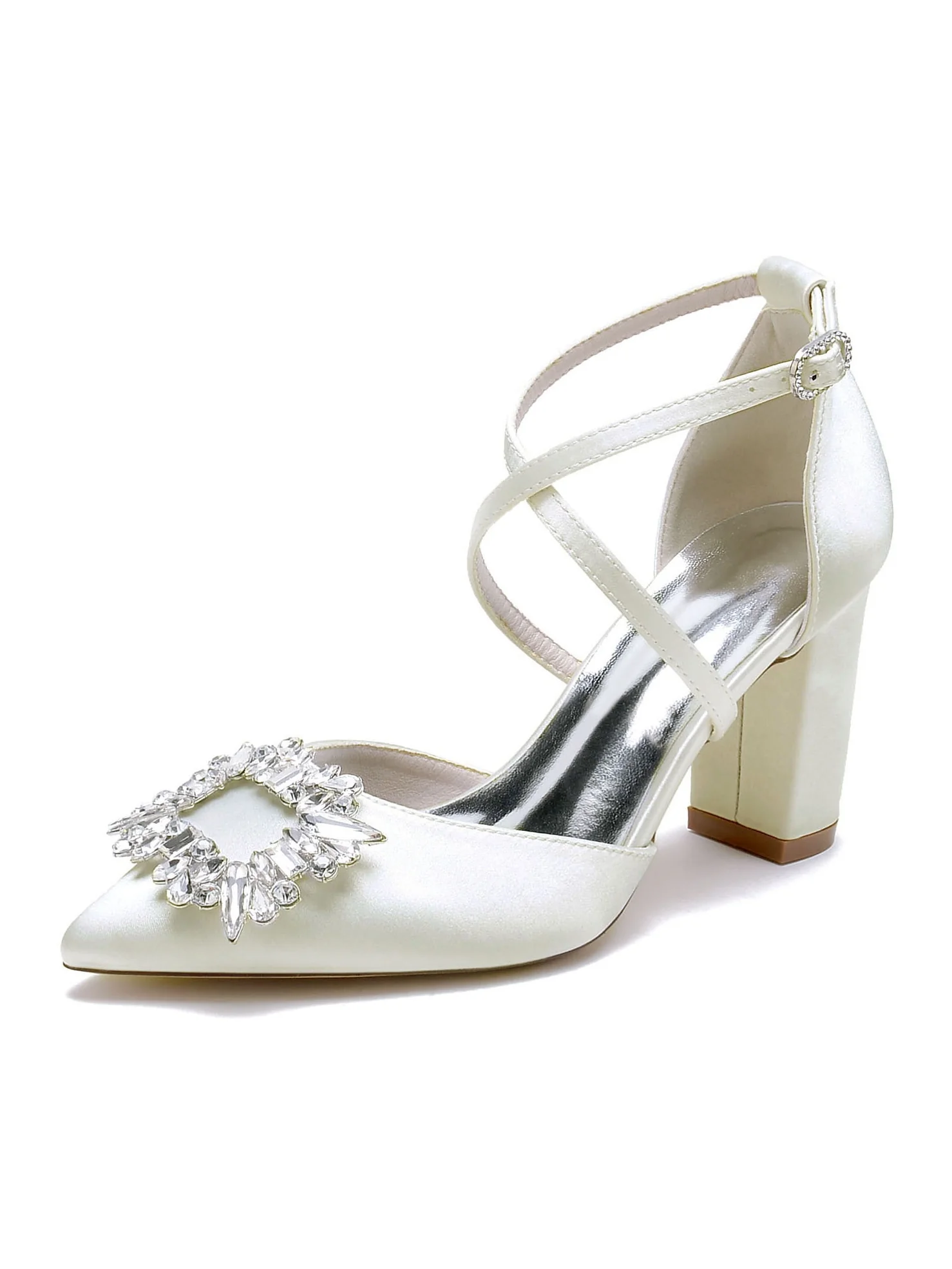 Women's Wedding Shoes Rhinestone High Heel Pointed Toe Bridal Shoes - Image 6