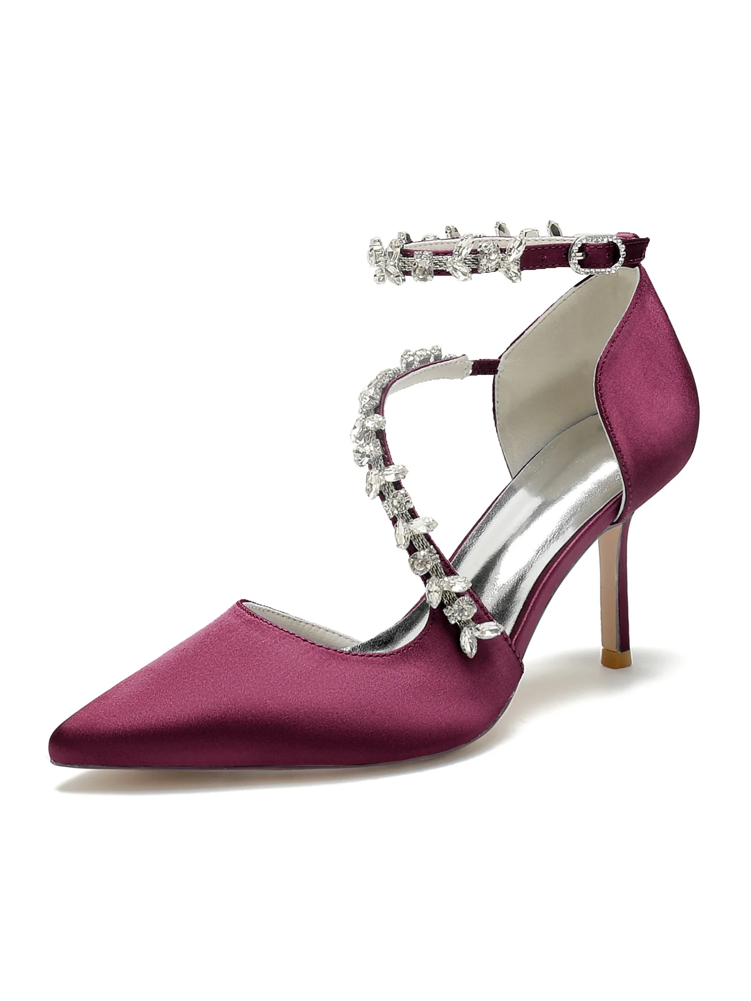 Women's Wedding Shoes Rhinestone High Heel Pointed Toe Bridesmaid Shoes - Image 7