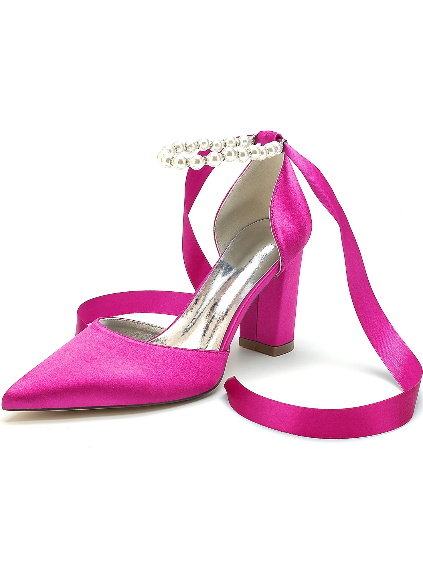 Women's Wedding Shoes Rhinestone High Heel Pointed Toe Bridesmaid Shoes - Image 23