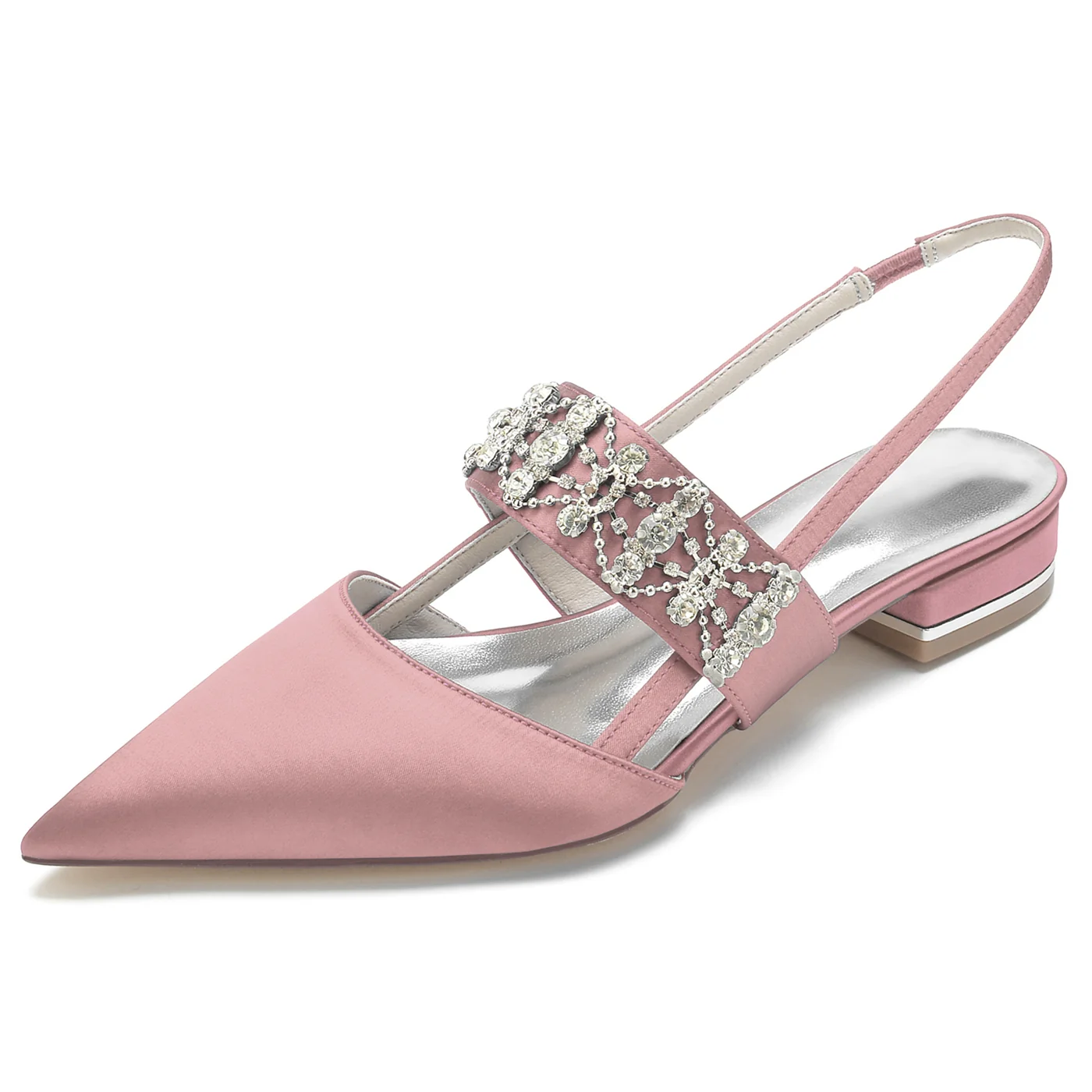 Women's Wedding Shoes Rhinestone Low Heel Closed Toe Buckle Bridal Shoes - Image 14