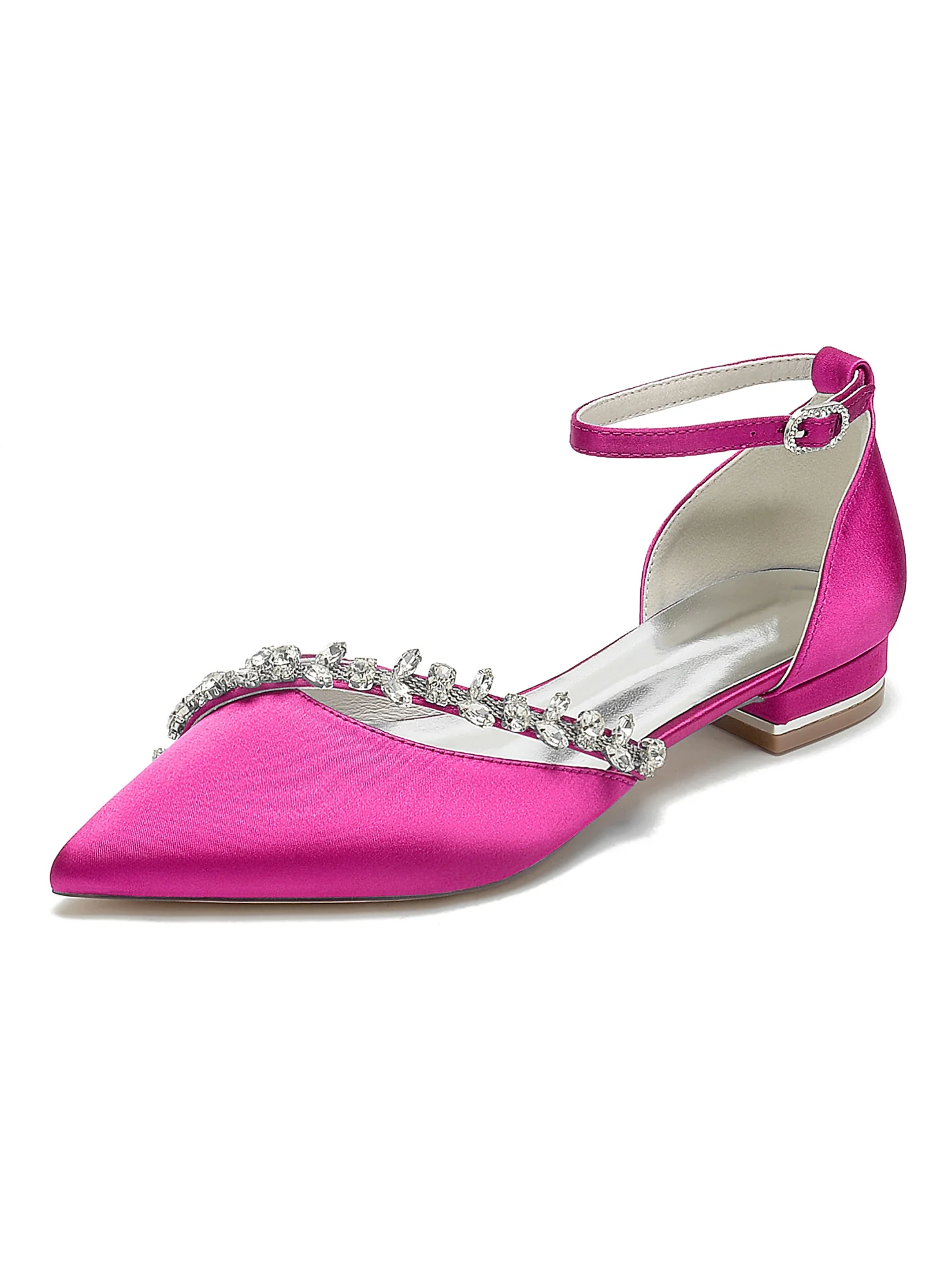 Women's Wedding Shoes Rhinestone Low Heel Pointed Toe Bridal Shoes - Image 11