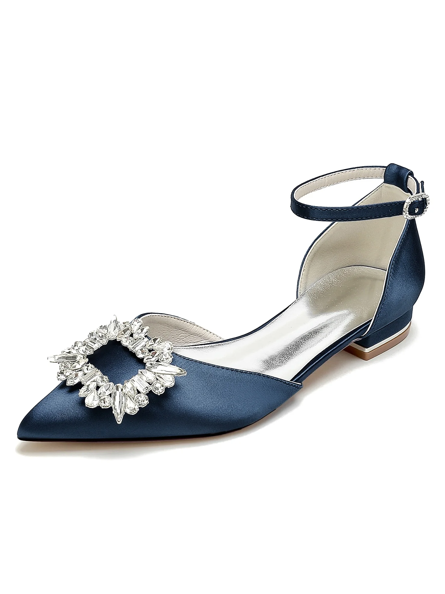 Women's Wedding Shoes Rhinestone Low Heel Pointed Toe Bridesmaid Shoes - Image 11