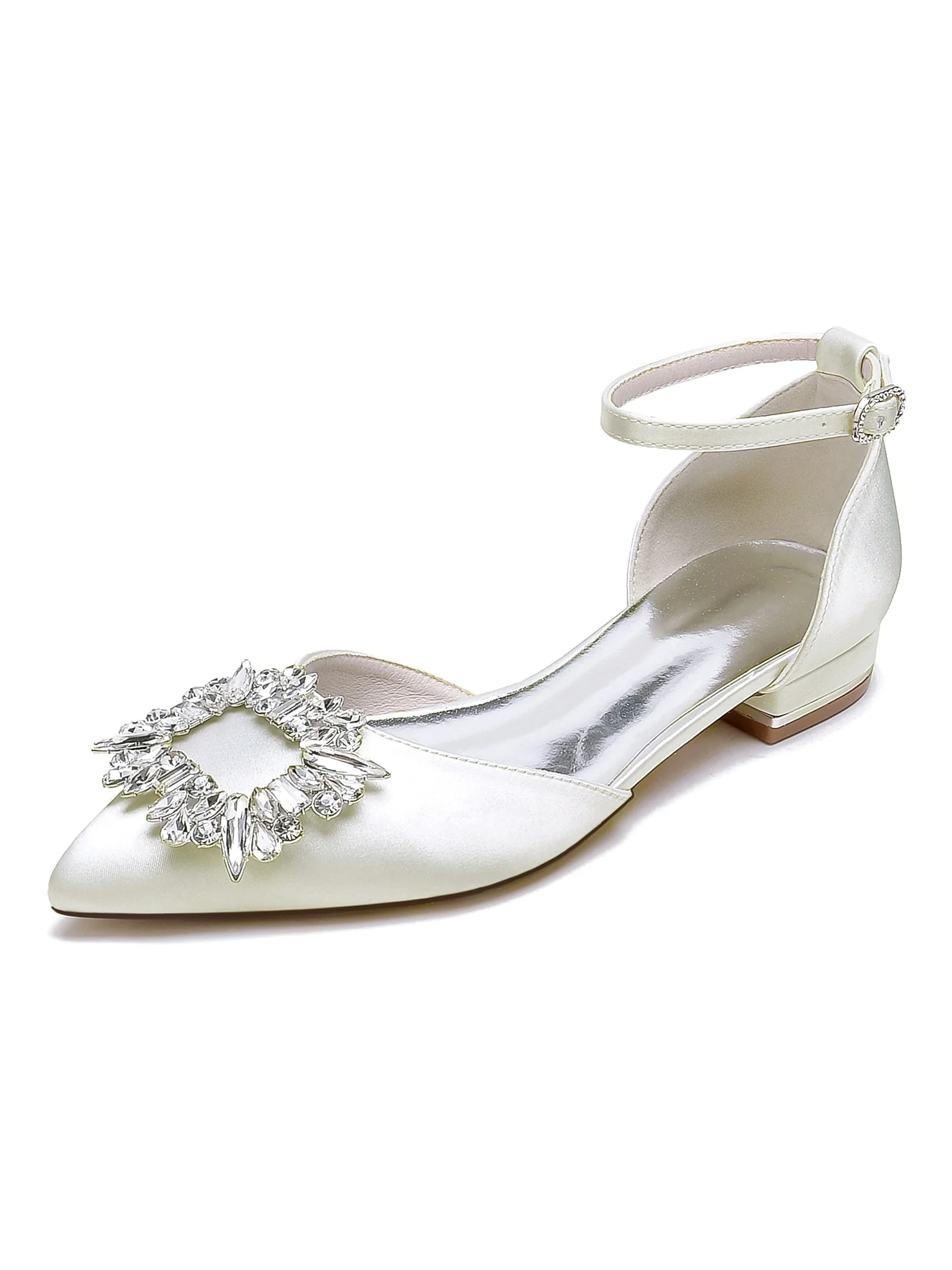 Women's Wedding Shoes Rhinestone Low Heel Pointed Toe Bridesmaid Shoes - Image 13