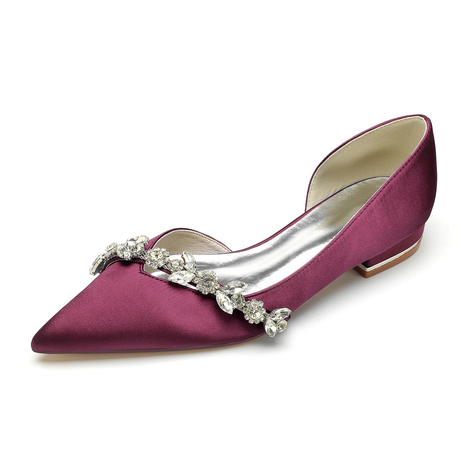 Women's Wedding Shoes Rhinestone Low Heel Pointed Toe Minimalism Bridal Shoes - Image 7