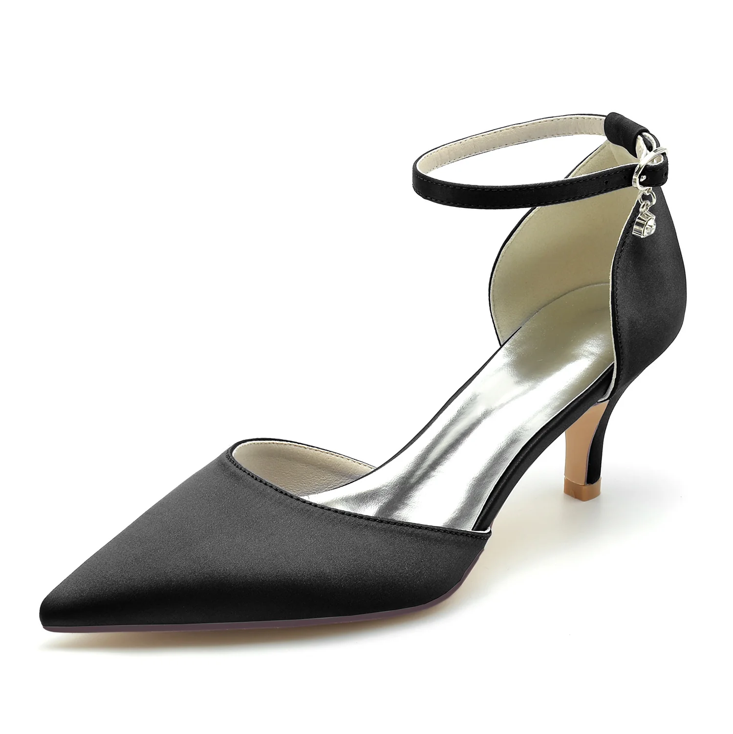 Women's Wedding Shoes Rhinestone Mid Heel Pointed Toe Buckle Bridal Shoes - Image 6