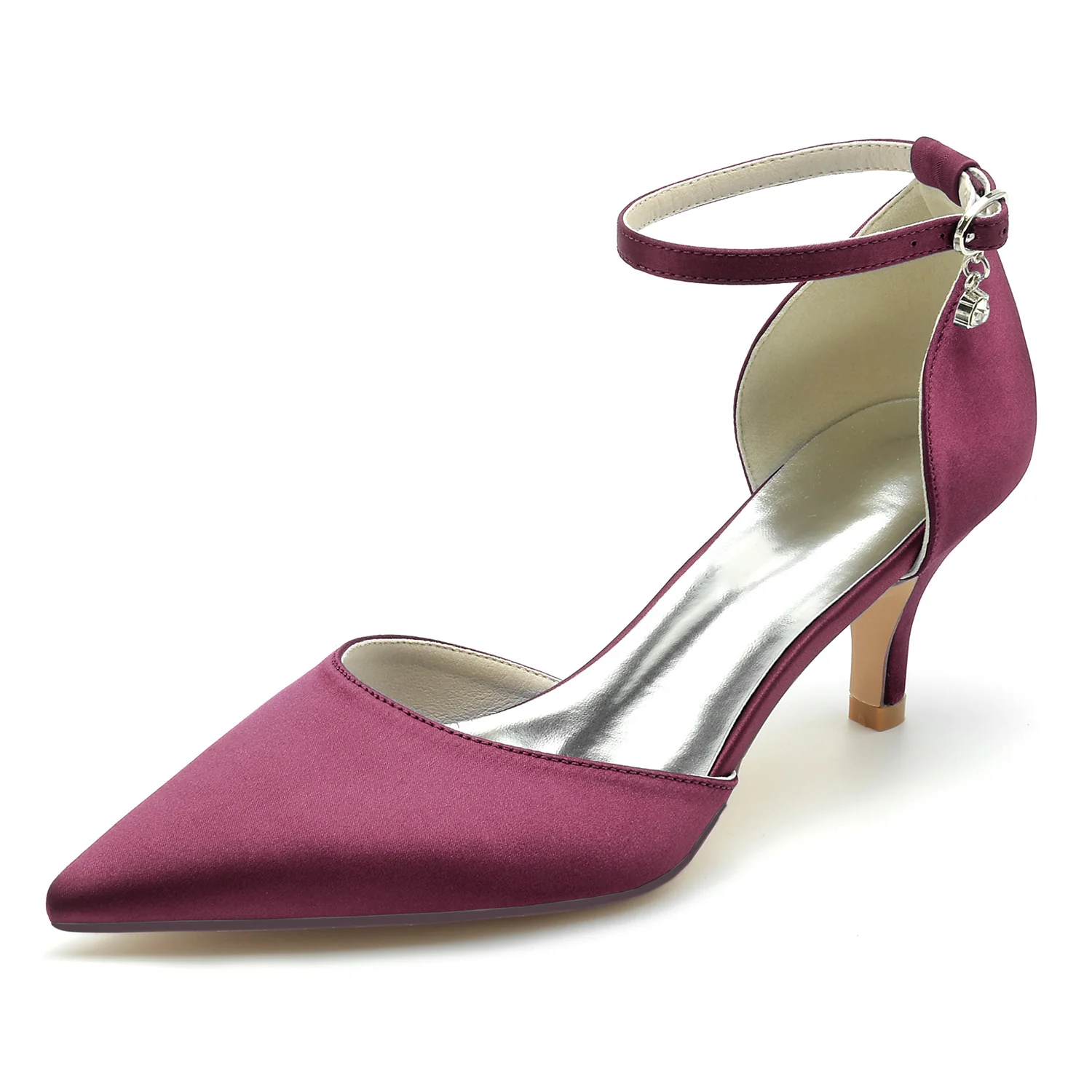 Women's Wedding Shoes Rhinestone Mid Heel Pointed Toe Buckle Bridal Shoes - Image 7