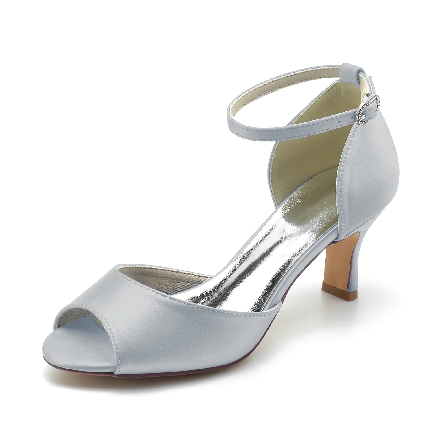 Women's Wedding Shoes Rhinestone Mid Peep Toe Ankle Strap Minimalism Bridal Shoes - Image 12