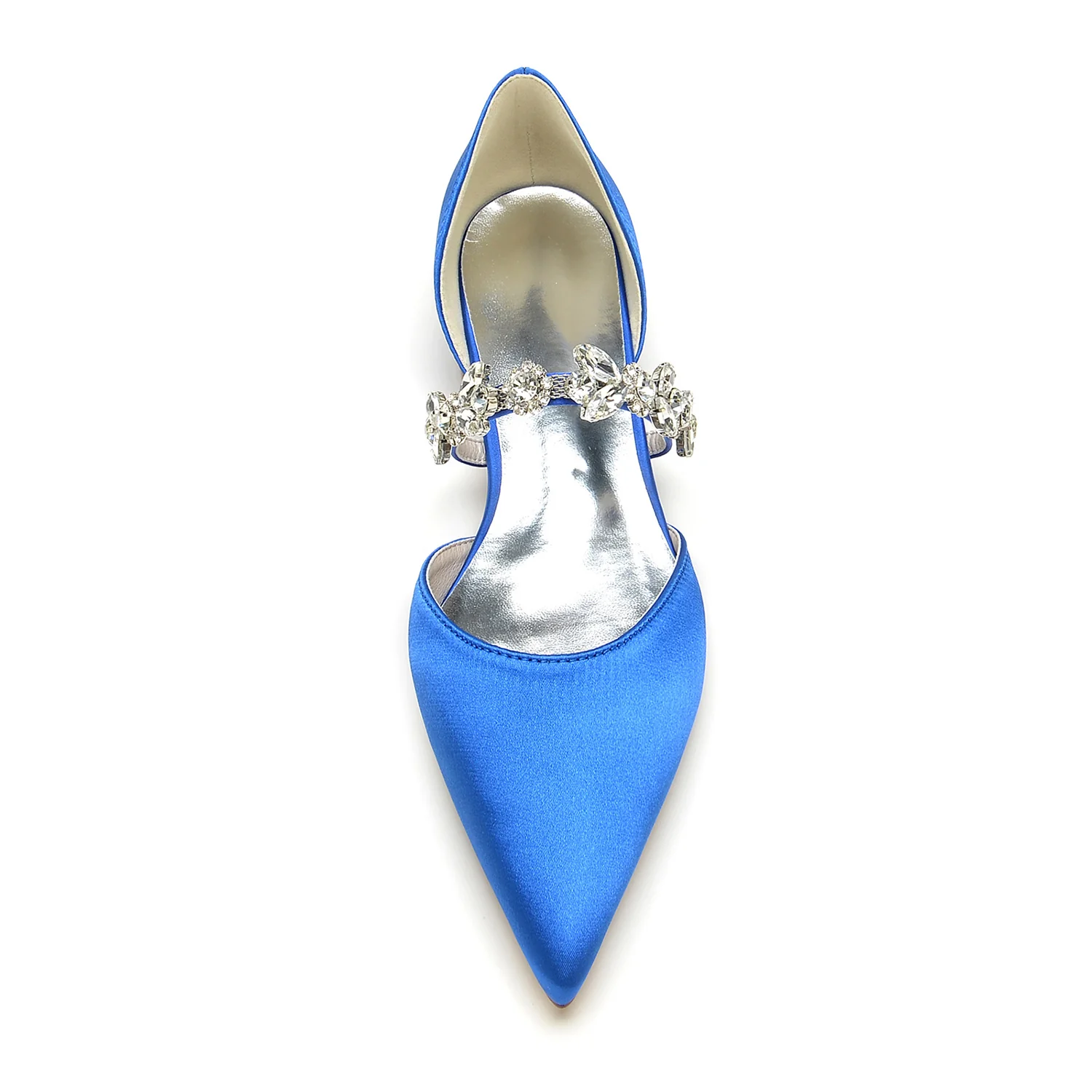 Women's Wedding Shoes Rhinestone Strappy Low Heel Pointed Toe Bridal Shoes - Image 3