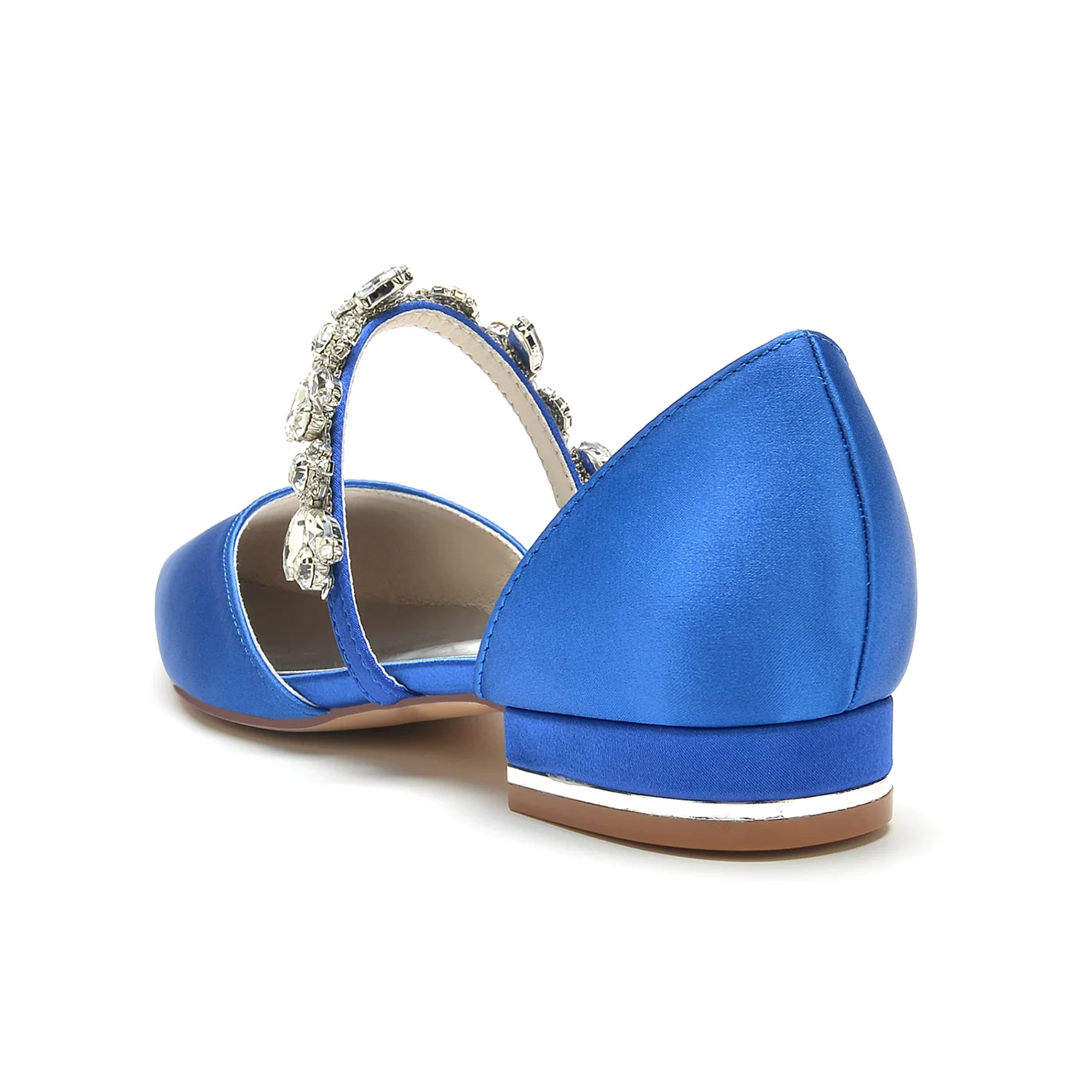 Women's Wedding Shoes Rhinestone Strappy Low Heel Pointed Toe Bridal Shoes - Image 4