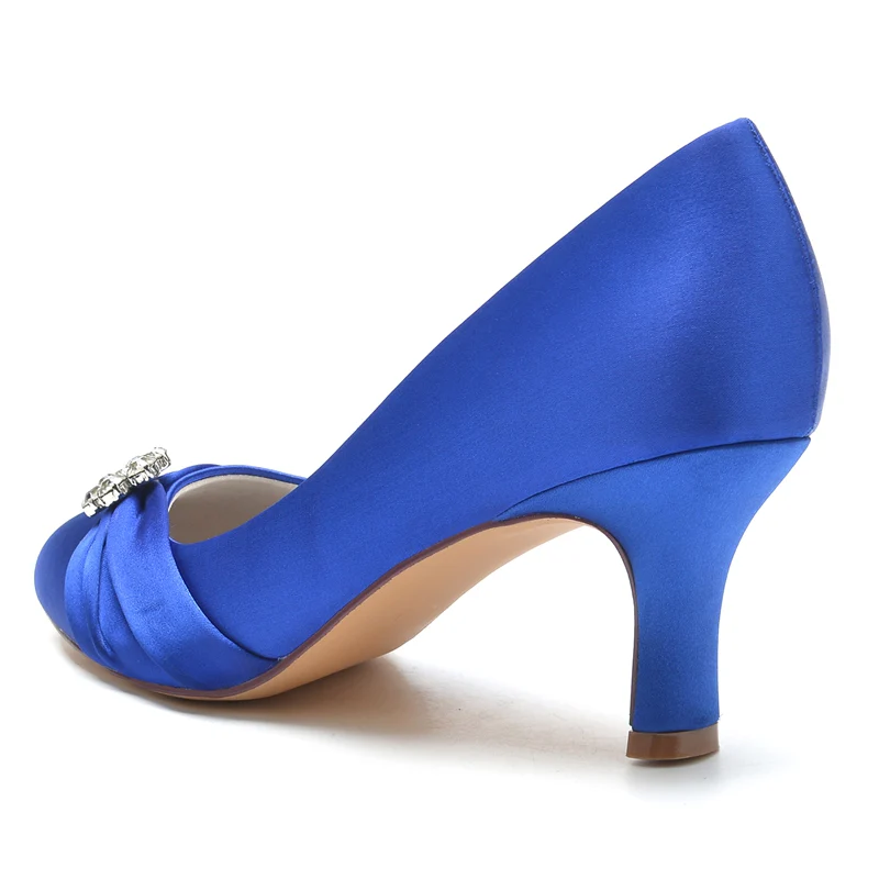 Women's Wedding Shoes Round Toe Mid Heel Comfortable Bridal Shoes with Rhinestone & Ruffles - Image 4