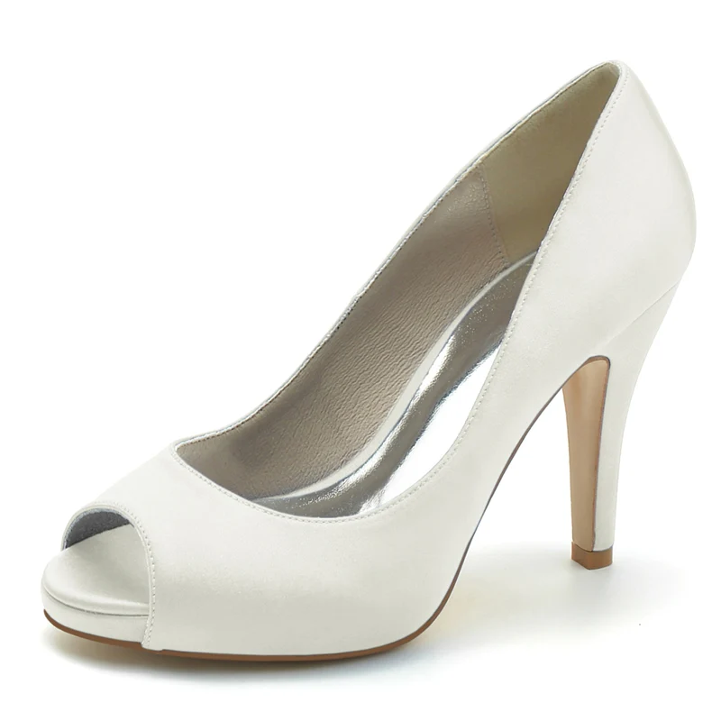 Women's Wedding Shoes Royal Blue Peep Toe High Heel Comfortable Elegant Bridal Shoes - Image 8