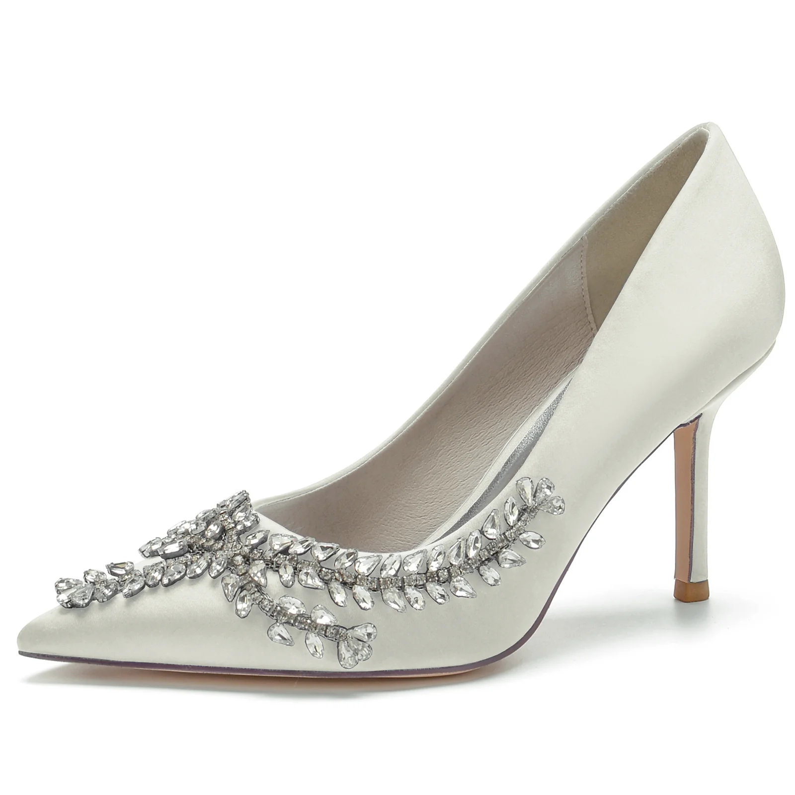 Women's Wedding Shoes Royal Blue Silk Satin Crystal Stiletto Pointed Toe Bridal Shoes - Image 12