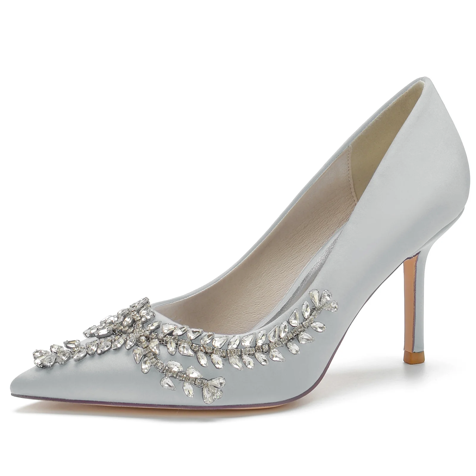 Women's Wedding Shoes Royal Blue Silk Satin Crystal Stiletto Pointed Toe Bridal Shoes - Image 13