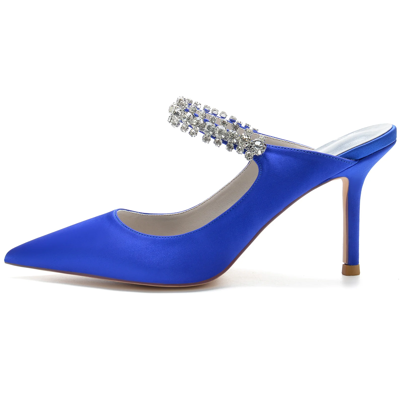 Women's Wedding Shoes Satin Imitation Rhinestone Stiletto Pointed Toe Bridal Shoes - Image 4