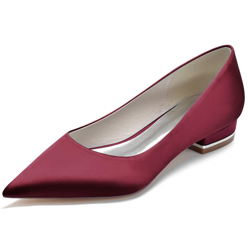 Women's Wedding Shoes Silk Satin Pointed Toe Square Heel Elegant Bridal Shoes - Image 10