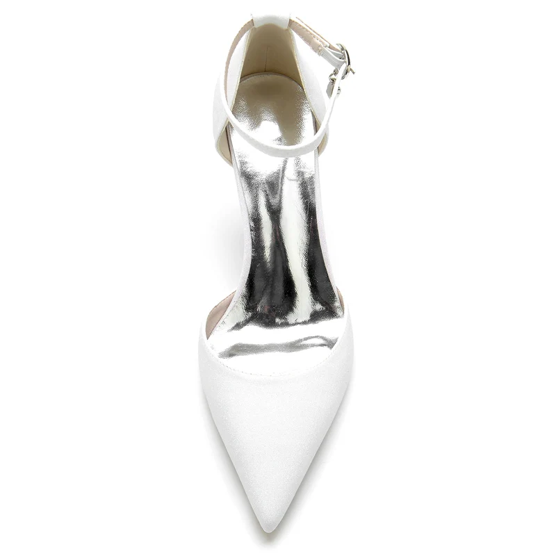 Women's Wedding Shoes Sparkling Elegant Pointed Toe Buckle Bridal Shoes with Crystal Pendant - Image 4