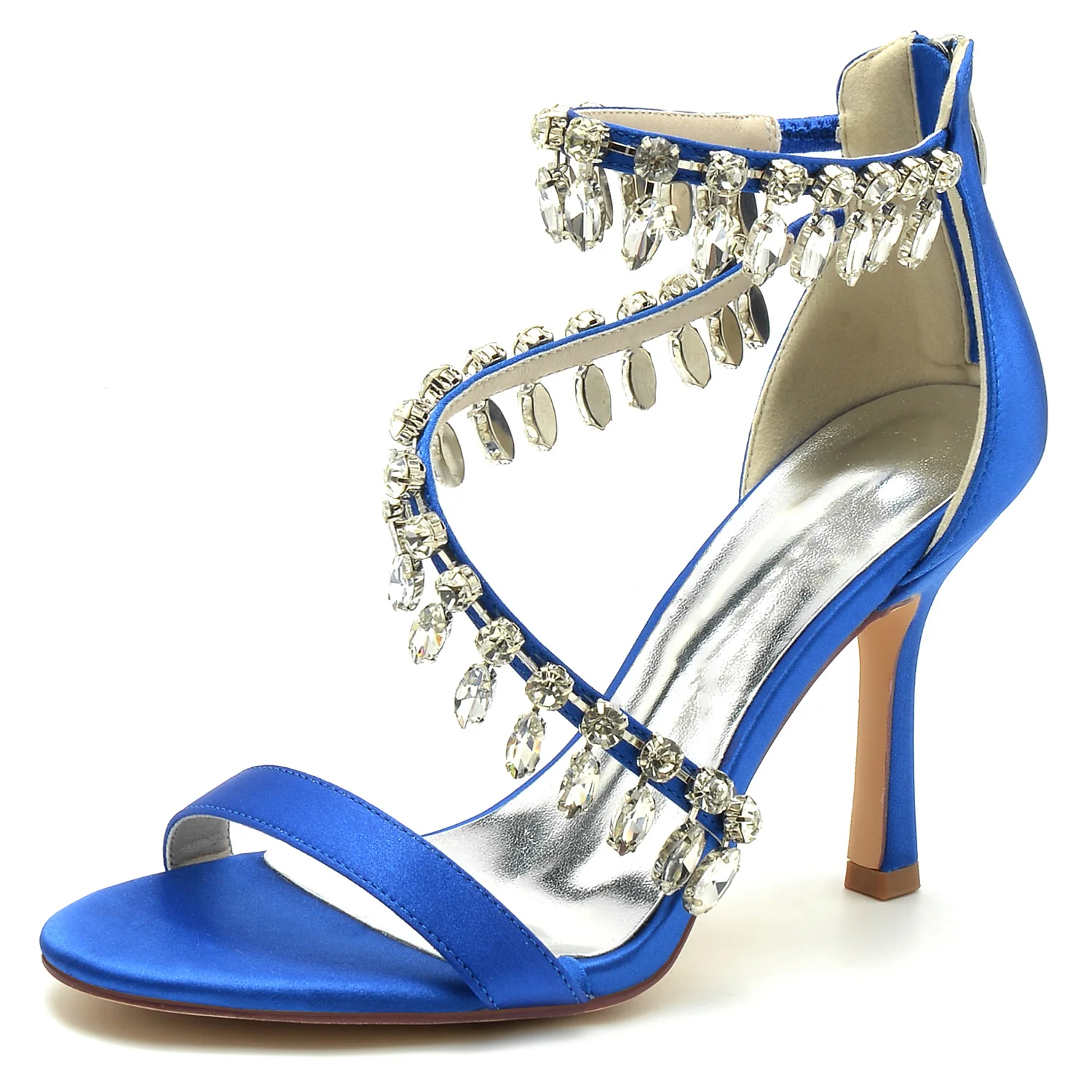 Women's Wedding Shoes Spiral Rhinestone High Heel Open Toe Buckle Bridal Shoes - Image 5