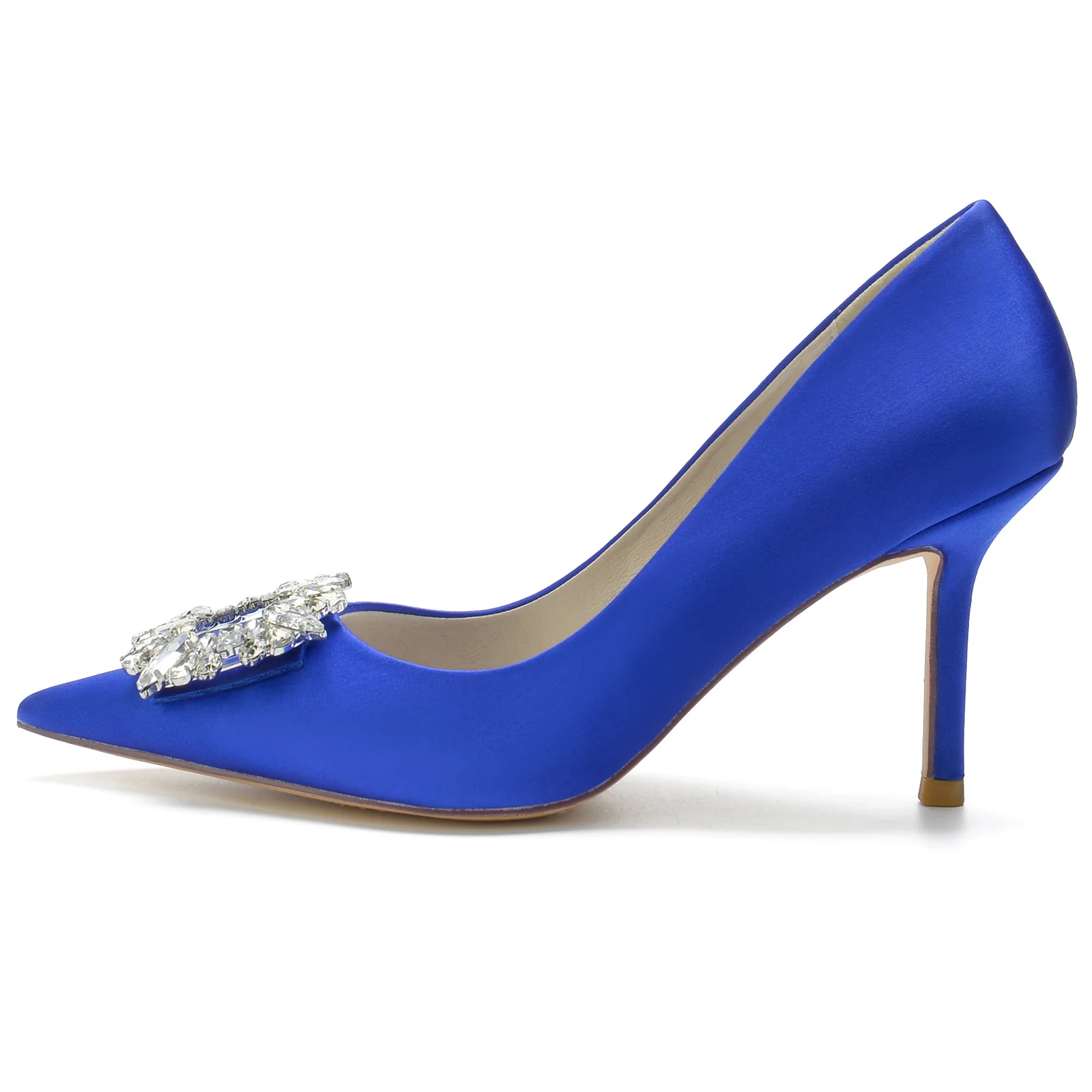 Women's Wedding Shoes Square Rhinestone Stiletto Pointed Toe Bridal Shoes - Image 3