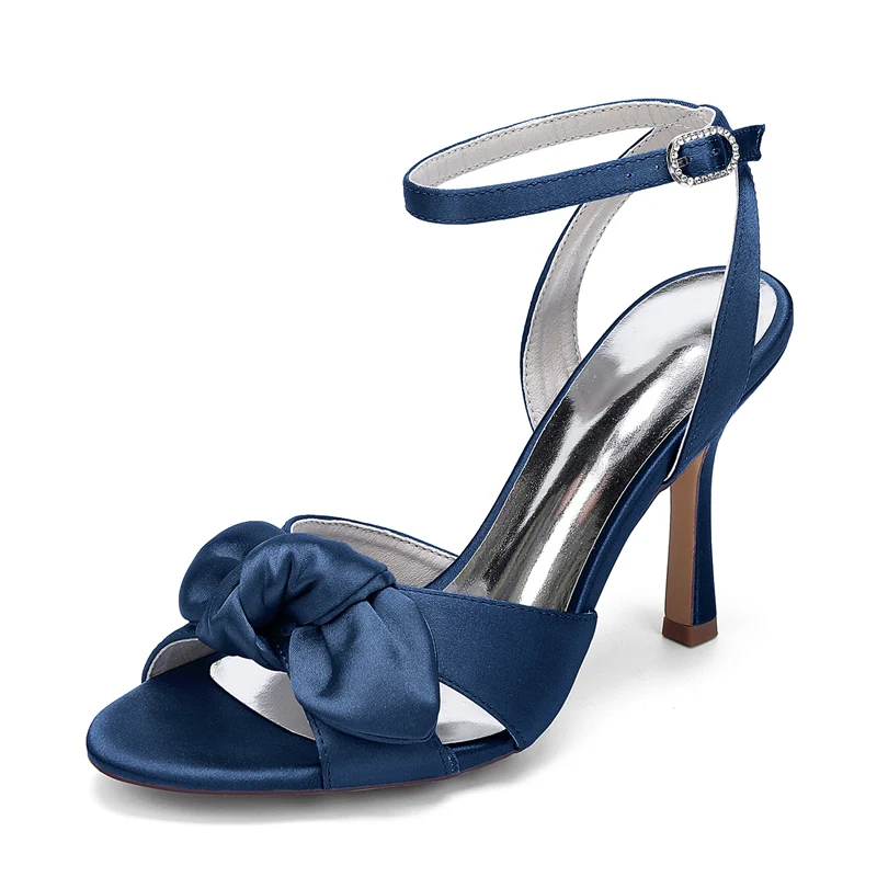 Women's Wedding Shoes Stiletto Heel Peep Toe Ankle Buckle Bridal Shoes with Bowknot - Image 7