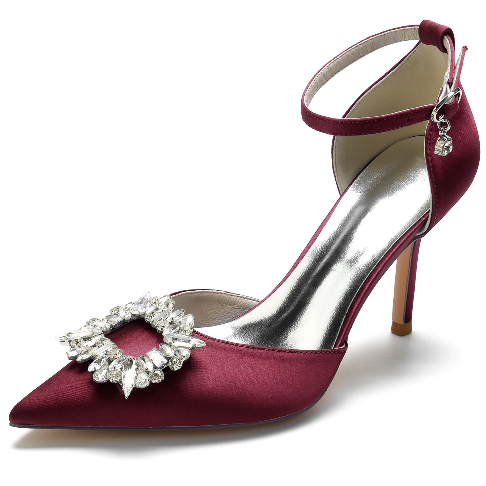 Women's Wedding Shoes Stiletto Pointed Toe Square Crystal Buckle Bridal Shoes - Image 8