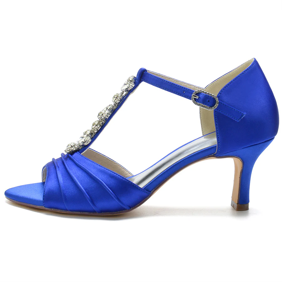 Women's Wedding Shoes Traditional Opened Toe Mid Heel Bridal Shoes with Crystals - Image 5