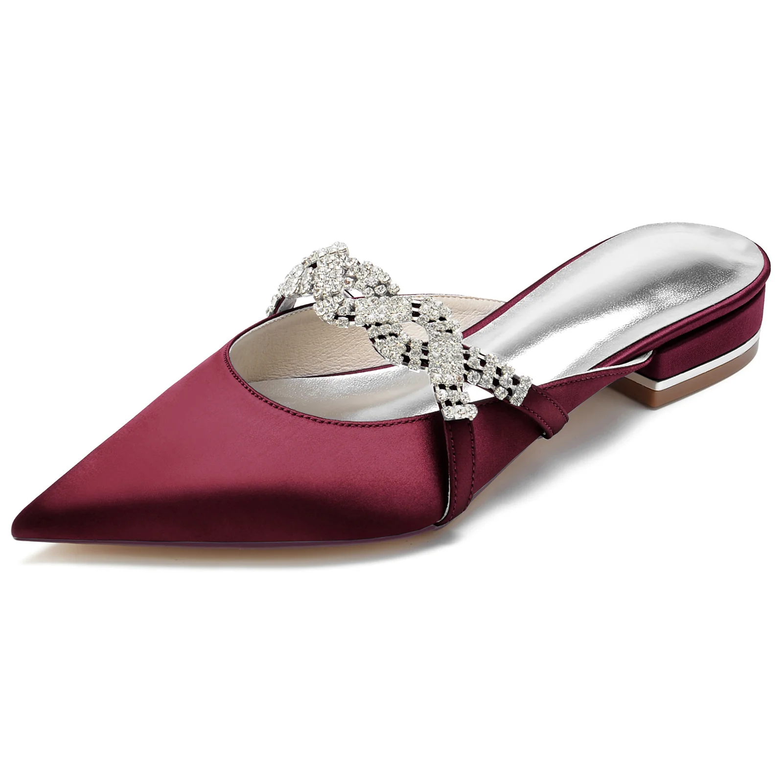 Women's Wedding Shoes Twisted Sparkling Crystal Low Pointed Toe Bridal Shoes - Image 7