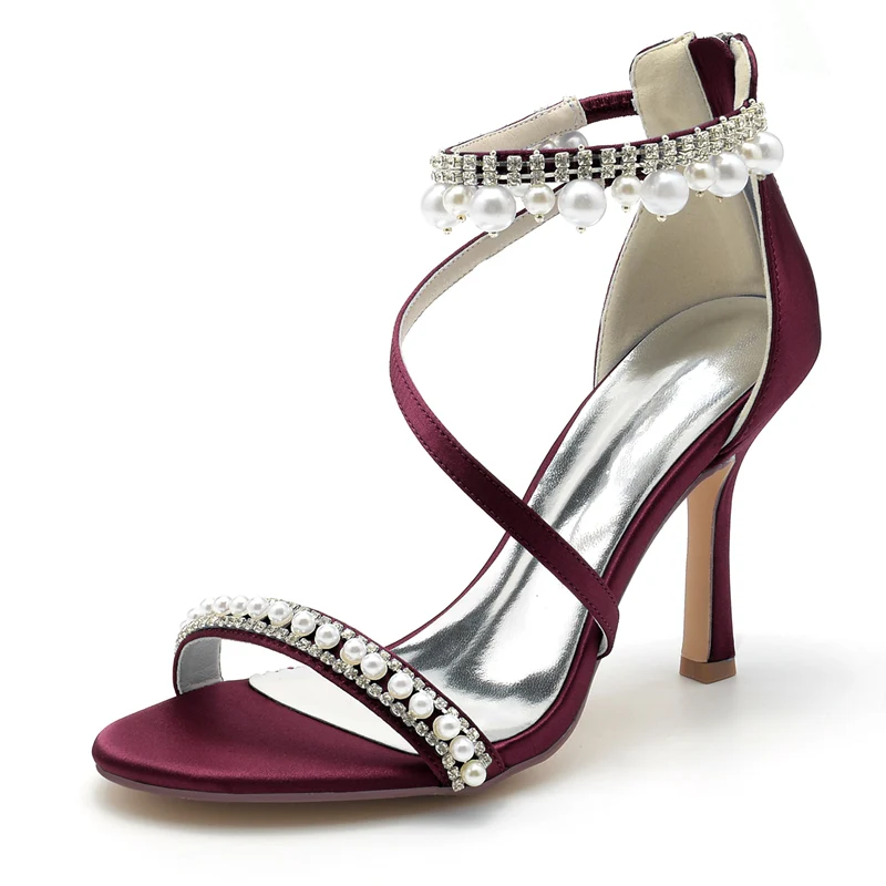 Women's Wedding Shoes White Opened Toe Crossed Strap Exquisite Buckle Bridal Shoes with Pearl - Image 12