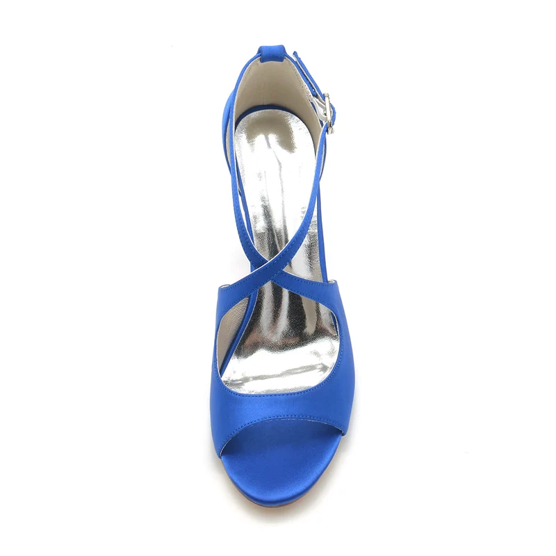 Women's Wedding Shoes White Opened Toe High Heel Chic Bridal Shoes with Crossed Strap - Image 5