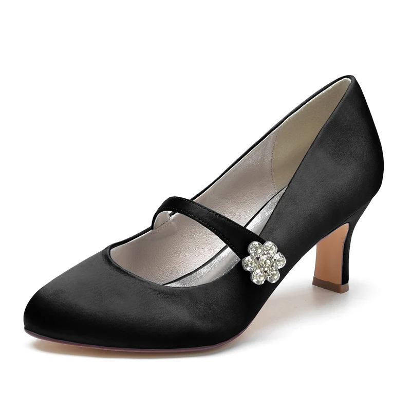 Women's Wedding Shoes White Round Toe Mid Heel Simple Bridal Shoes - Image 12