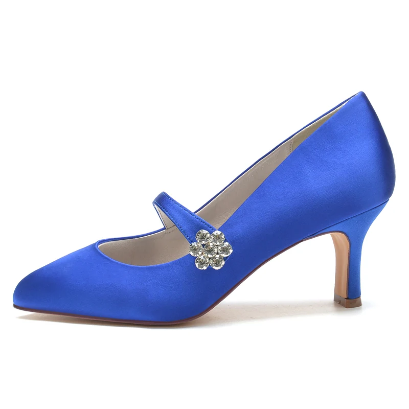Women's Wedding Shoes White Round Toe Mid Heel Simple Bridal Shoes - Image 3