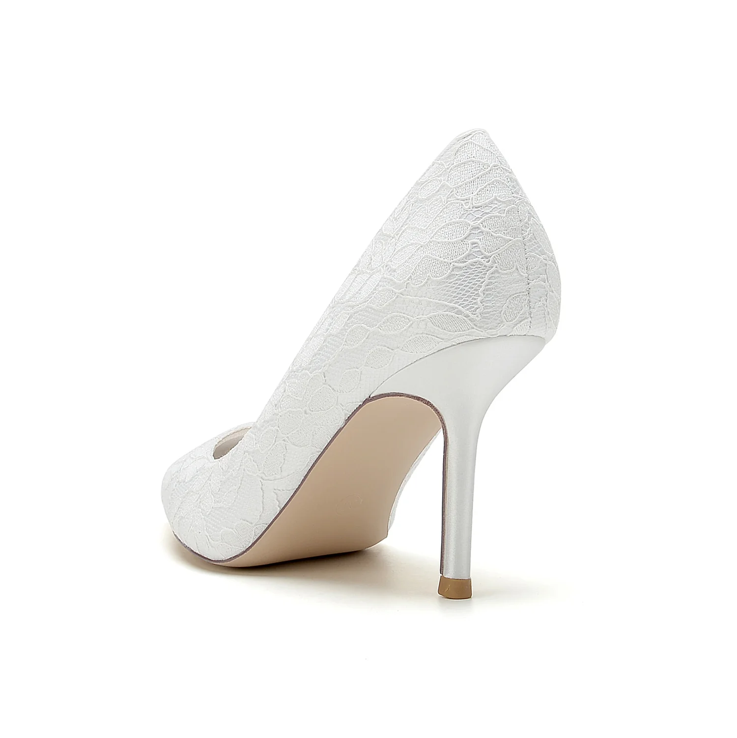 Women's Wedding Silk Satin Lace Stiletto Heel Pointed Toe Minimalist Bridal Shoes - Image 2