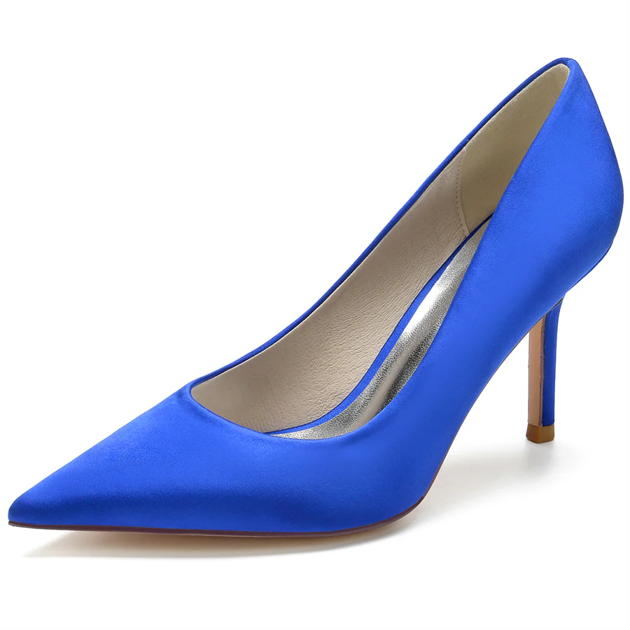 Women's Wedding Silk Satin Stiletto Heel Pointed Toe Minimalist Bridal Shoes - Image 7