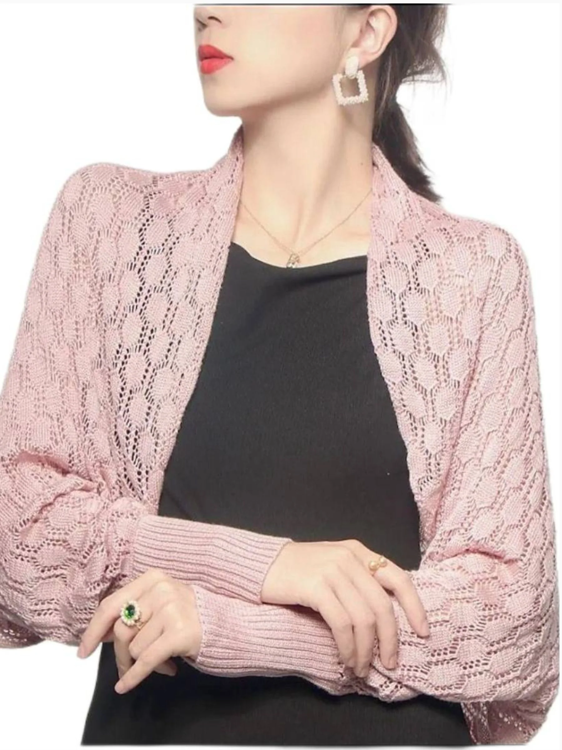 Women's White Elegant Long Sleeve Polyester Retro Wrap - Image 5