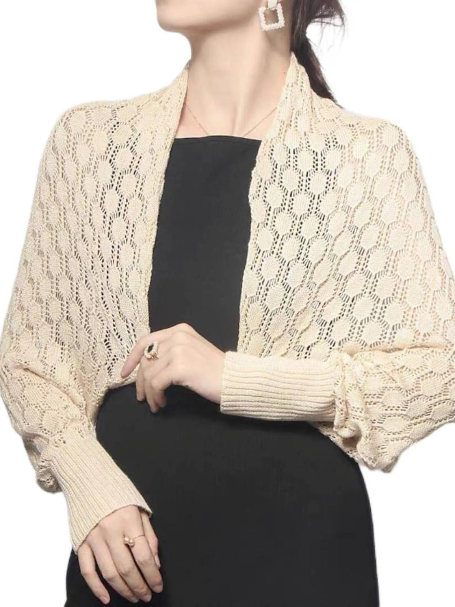 Women's White Elegant Long Sleeve Polyester Retro Wrap - Image 7