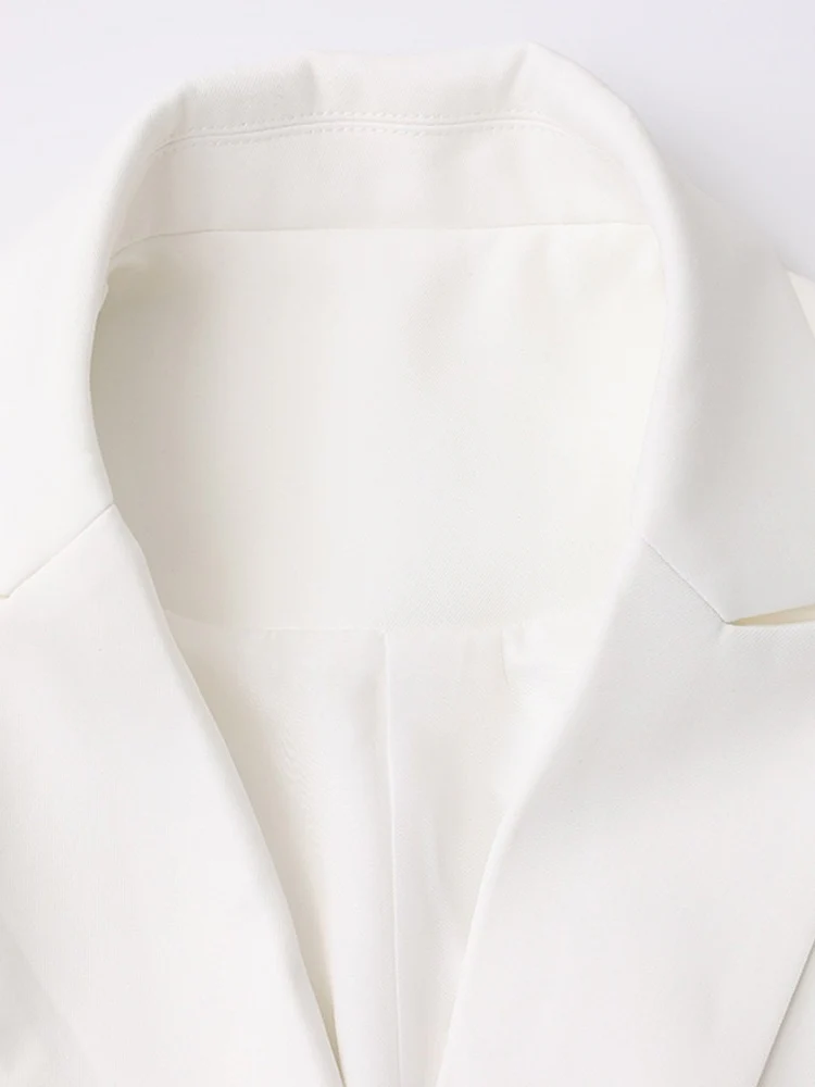 Women's White Long Sleeves Asymmetric Blazer - Image 4