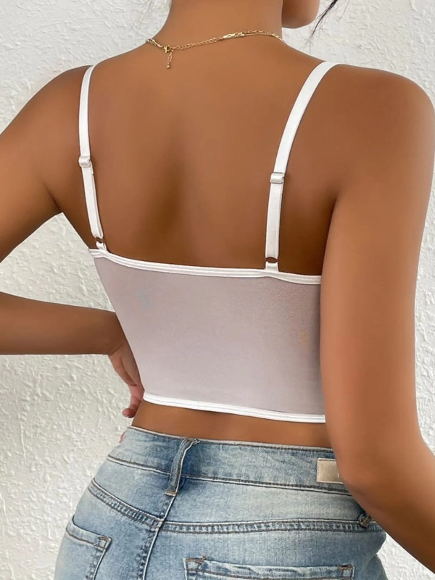 Women's White Sexy Elegant Lace Embroidered Bra - Image 2