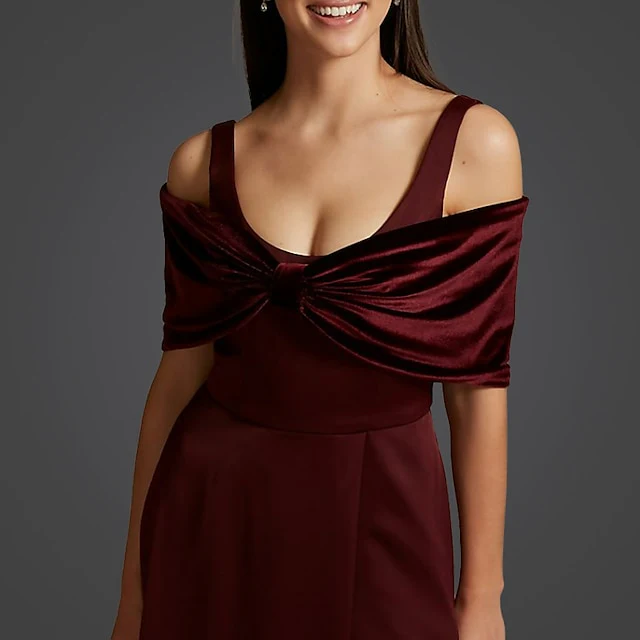 Women's Wrap Bolero Pure Elegant Sleeveless Velvet Wedding Wraps With Pure Color - Image 5