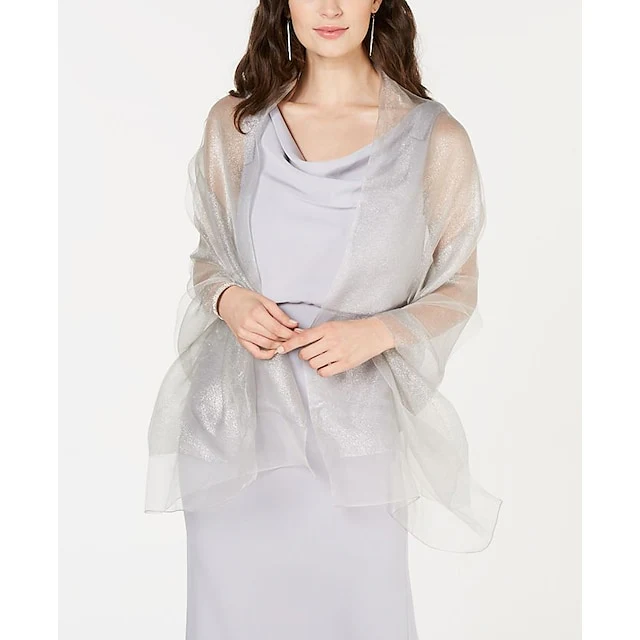 Women's Wrap Elegant Sleeveless Organza Wedding Wraps With Pure Color - Image 3