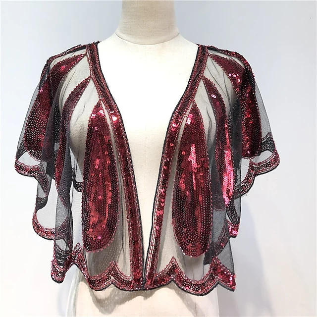 Women's Wrap Shawls Vintage Sleeveless Sequins Wraps With Paillette For Party - Image 8