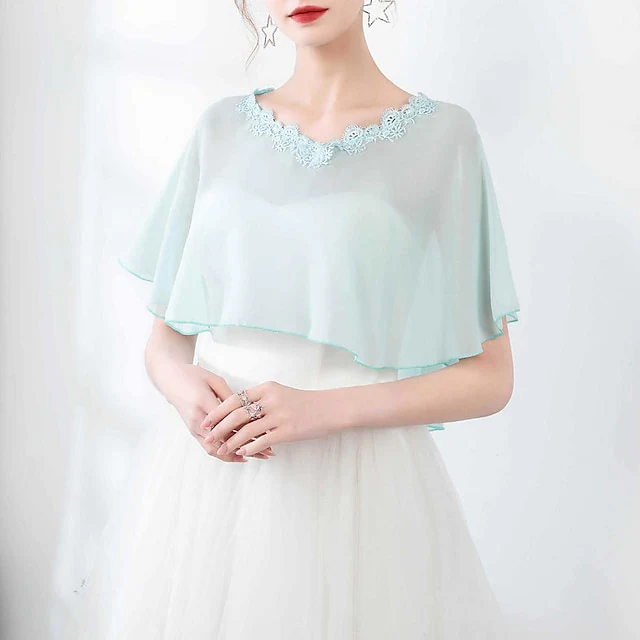 Women's Wraps Bridal's Wraps Wedding Guest 's Wraps Cape Elegant Luxury Sleeveless Polyester - Image 3