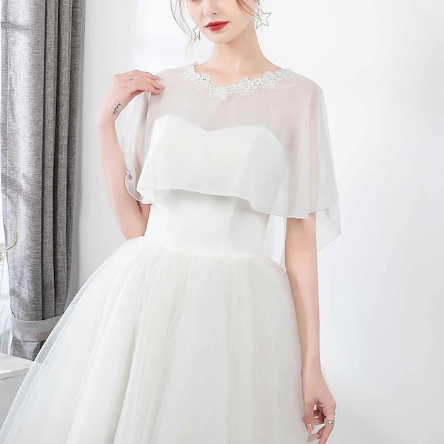 Women's Wraps Bridal's Wraps Wedding Guest 's Wraps Cape Elegant Luxury Sleeveless Polyester - Image 4